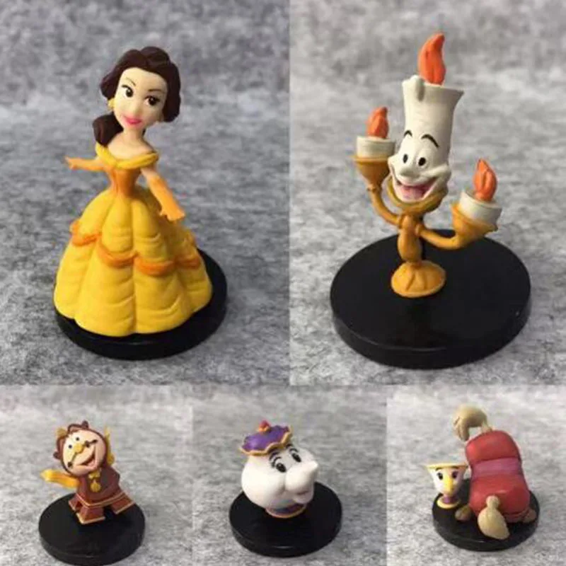 5 шт./компл. чайник Mrs Potts Lumiere Cogsworth фигурка модель игрушки мультфильм Красавица и