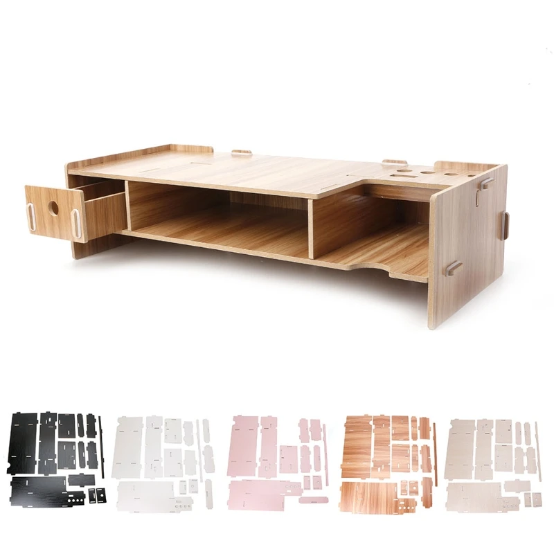 

Wooden Monitor Riser TV Stand Desk Organizer Storage Space For Computer Laptop P9YA