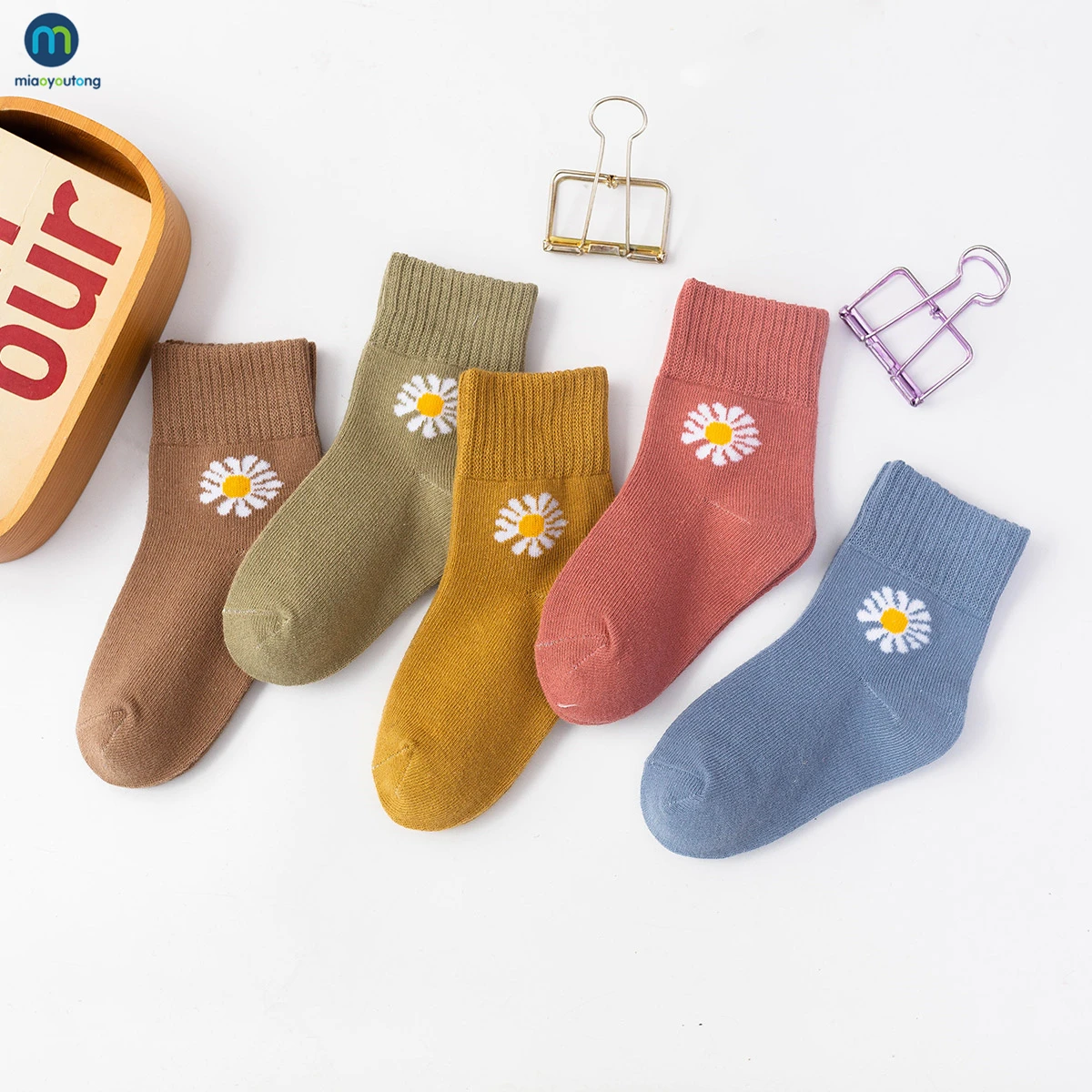 

5 Pairs/Lot Children's Socks Cute Daisy Flowers Kids Cotton Socks Baby Girl Socks For 1-12 Years Autumn And Winter Miaoyoutong