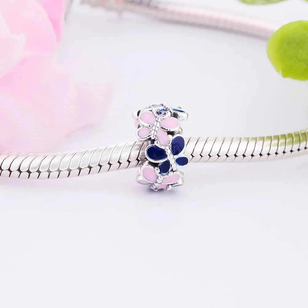 Wholesale Price New Butterfly Surrounded by Small Strings Separated Beads S925 Silver Accessories Fits Charm Bracelets DIY Gift | Украшения