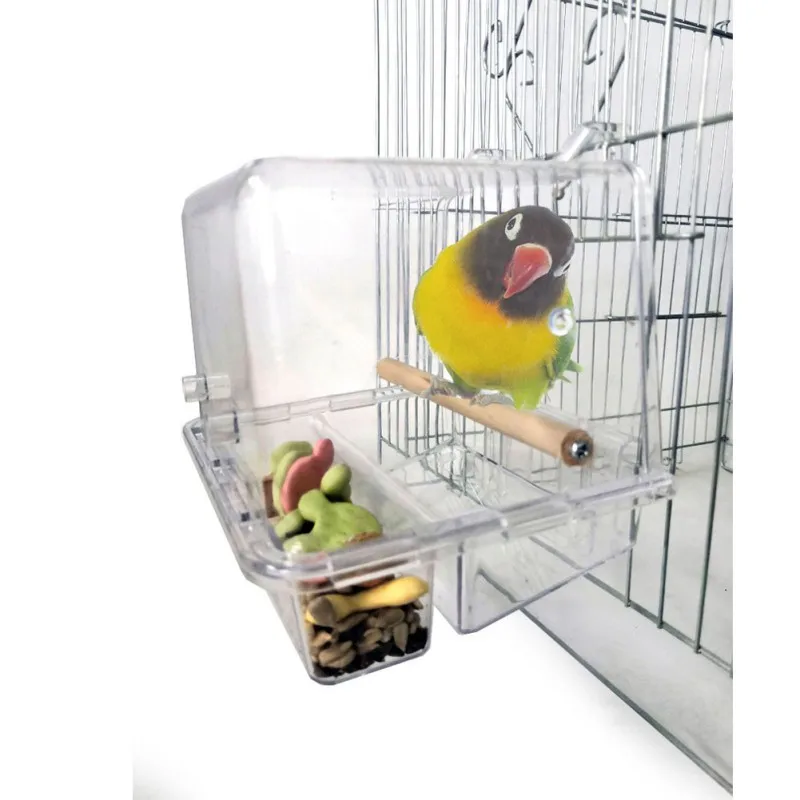 

Parrot Spill Proof Feed Box Bird Feeders Clear Glass Window Viewing Bird Food Box Parrot Food Container for Small Birds Parrot