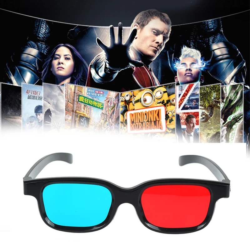 Универсальные 3D очки красные синие черная оправа для объемного анаглифа Кино ТВ