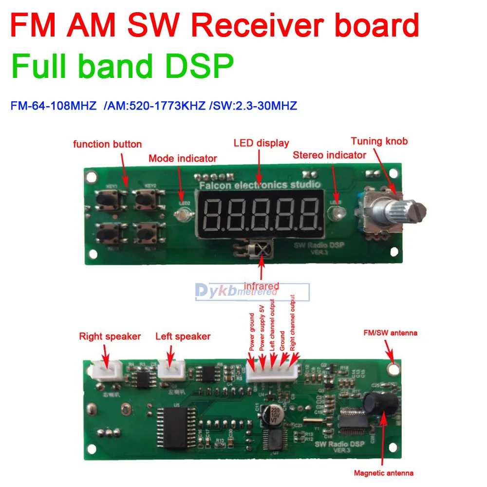 Модуль платы FM-радиоприемника DSP AM SW светодиодный ная Цифровая настройка