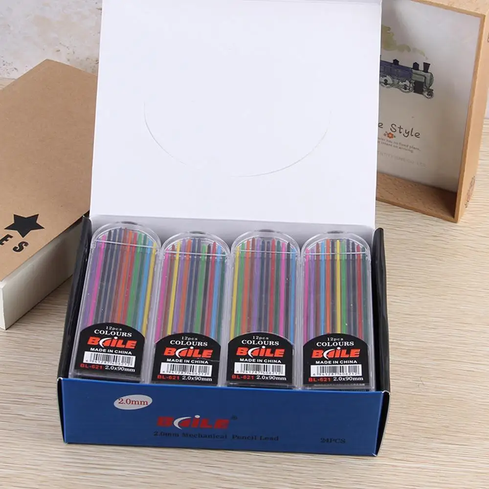 1 box Pencil Lead 2.0mm Mechanical pencil leads refills office Writing Stationery Supplies School Lubrication S1M6 | Канцтовары для