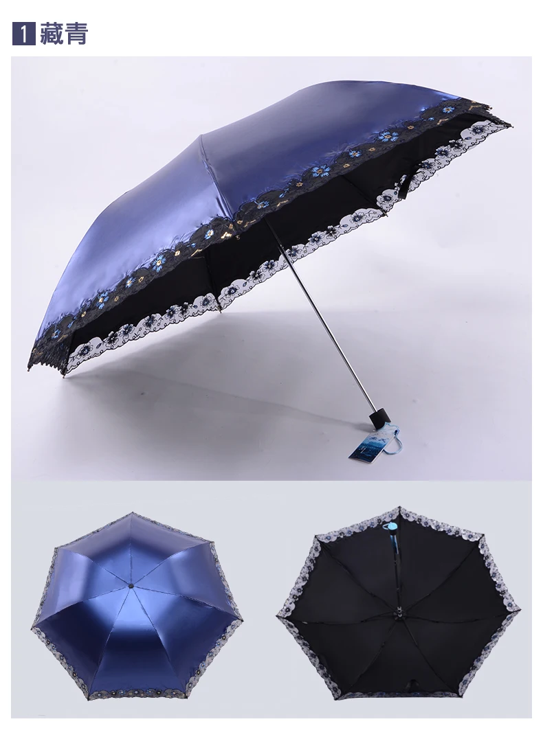 Зонт женский двухслойный складной Модный маленький зонтик от ветра с кружевом 7