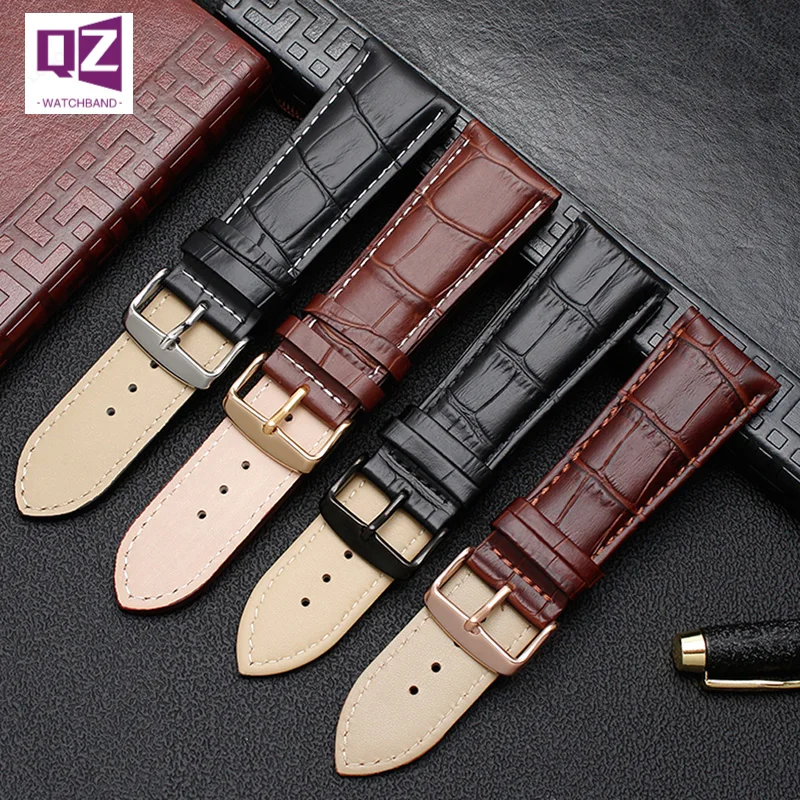 

COW LEATHER Watch Strap 22mm 23mm 24mm 26mm 28mm watchband mens Genuine leather bracelet general watch band alligator grain