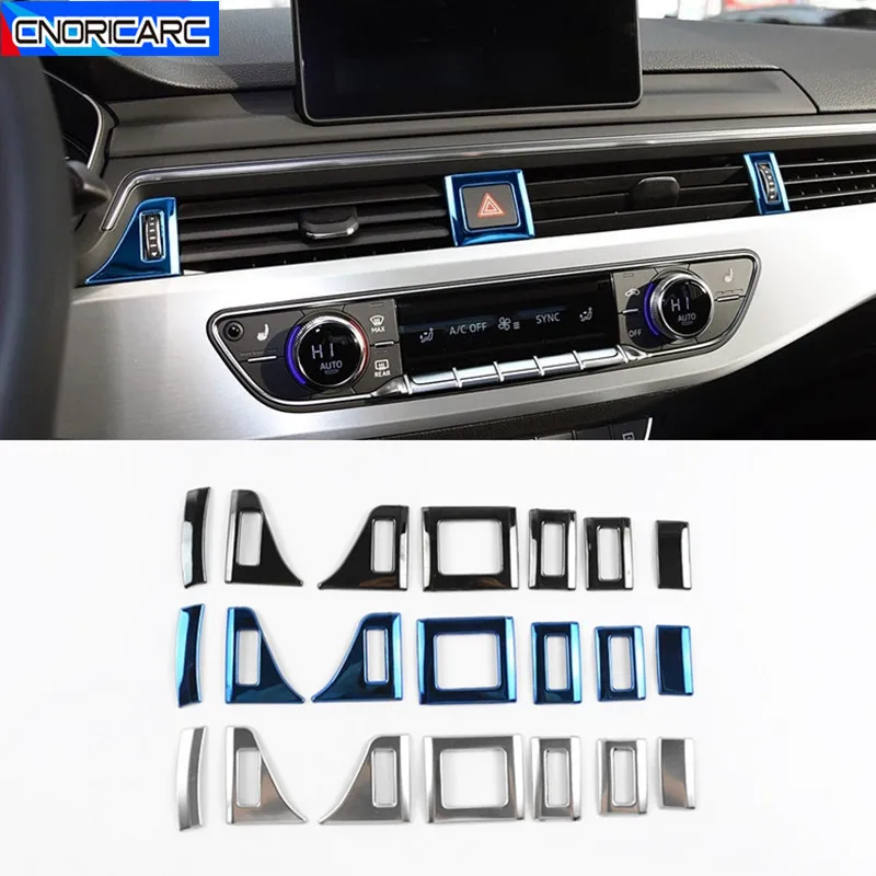 

Stainless Steel Car Air Conditioing Outlet Frame Decoration Sticker Trim For Audi A4 B9 2017-2021 Interior Accessories