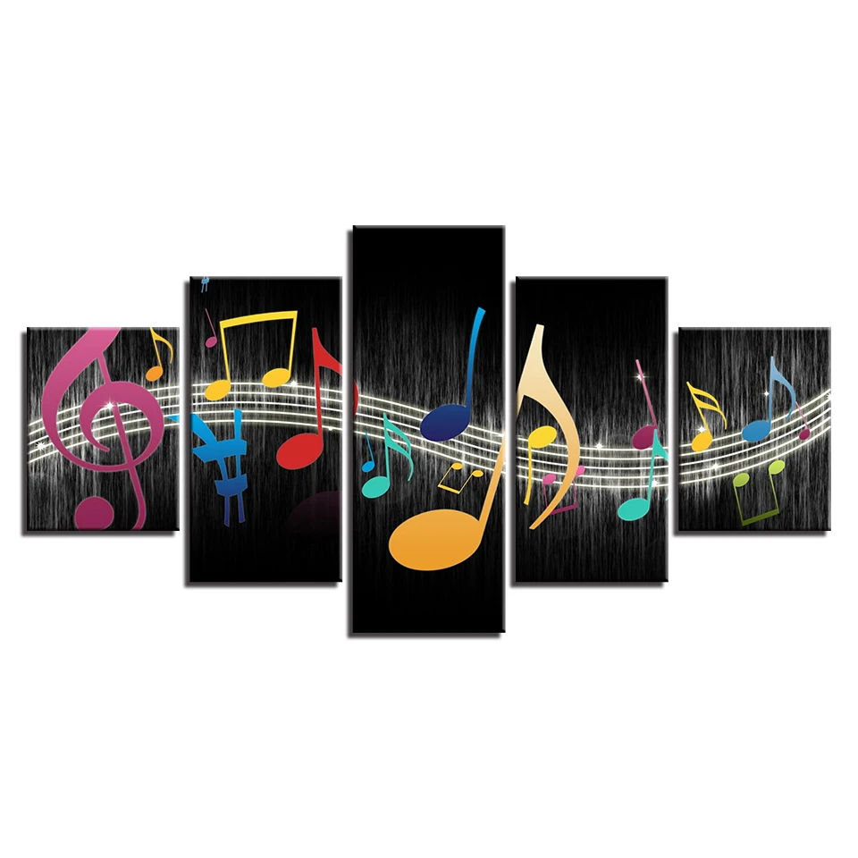 

Home Decoration For Living Room Modern HD Print Poster Framework 5 Panel Music Symbol Modular Painting Canvas Wall Art Pictures