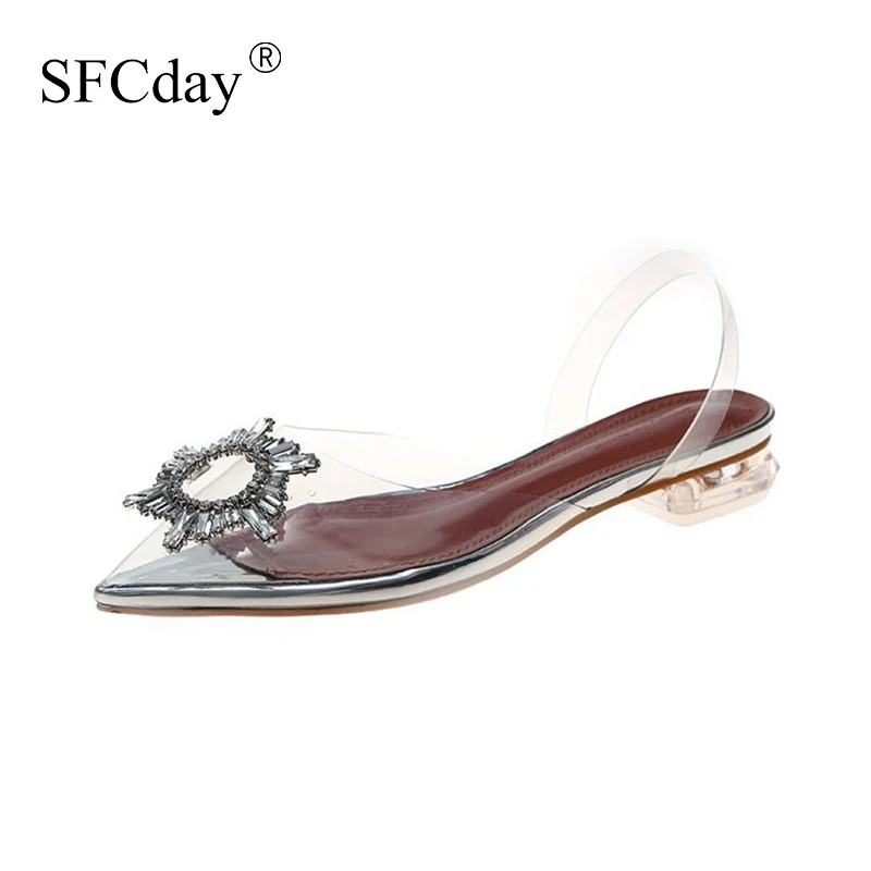 Новинка Прозрачная обувь Женские босоножки со стразами Прозрачные Высокие