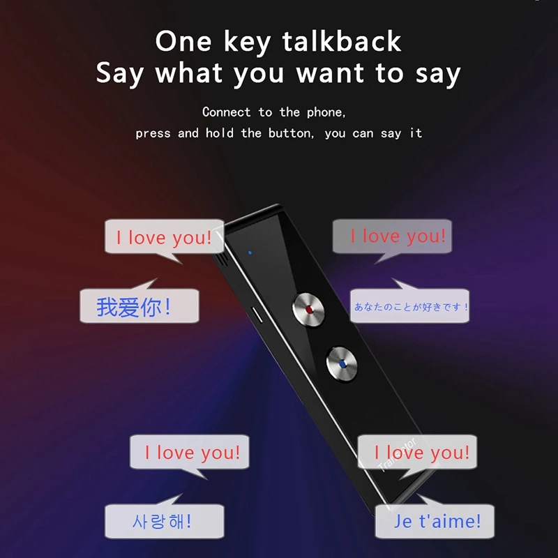 

Portable Voice Translator Multi Languages 40 Languages Real Time APP Bluetooth Wireless Instant Translate Device