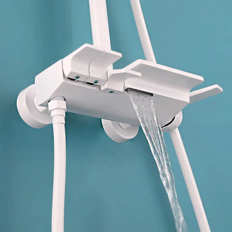 Белый душевой набор в стиле пианино смеситель для душа ванной белый роскошный