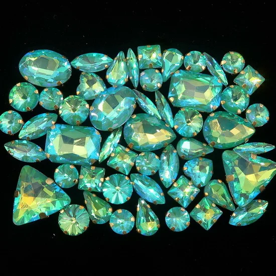 A32 Emerald AB 50 шт./пакет формы с золотым коготь Установка ясный и желейные конфеты стеклянные стразы цвета Кристалл пришить стразы торжественное платье, обуви, сумок и diy кружевной отделкой - Цвет: A32 Emerald AB