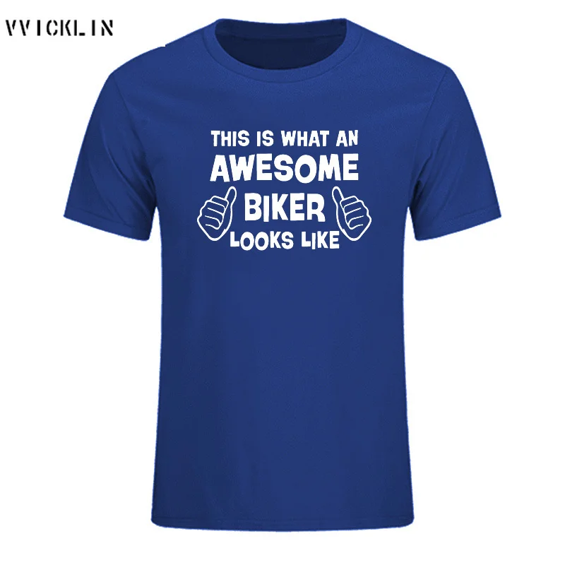 Summer Style This is what an awesome Biker looks like Funny T Shirt Men Casual Short Sleeve Motorbike Cotton T-shirt Plus Size | Мужская
