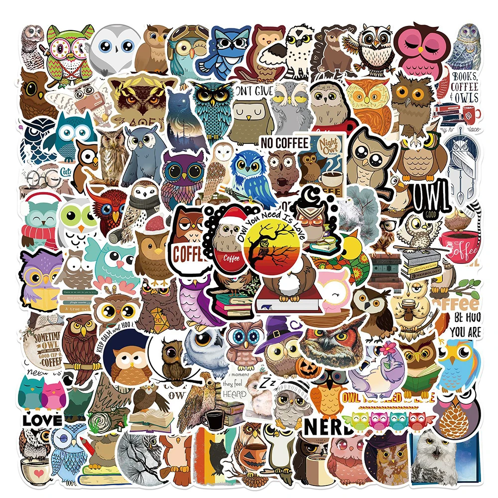 

10/30/50/100PCS Owl Cartoon Cute Stickers Graffiti Fridge Luggage Skateboard Waterproof DIY Joke Sticker Decal Kid Toy Gift