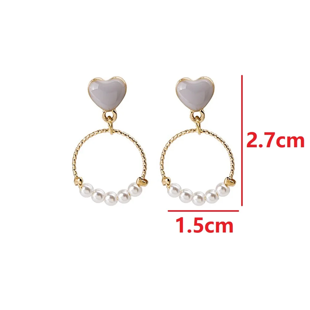 

LeeSell New Fashion Women Cute Simulated Pearl Beads Round Stud Earrings Lovely Starfish Heart Korean Pendientes Elegant Jewelry