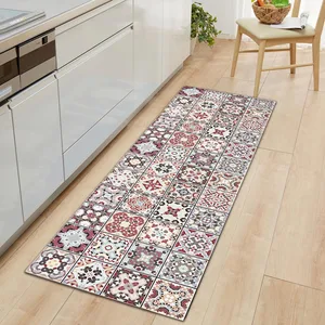 tiles pattern kitchen mat carpet boho flannel anti slip door entrance mat soft rugs mats for living room bedroom bathroom free global shipping