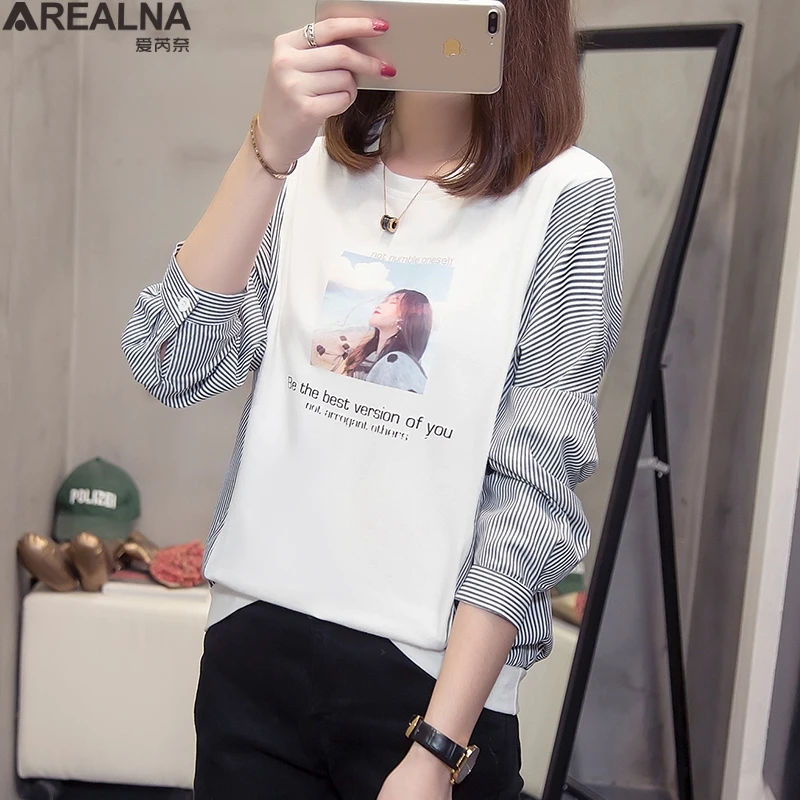 

2020 autumn Striped Patchwork women blouses Korean fashion Long Sleeve Office Blouse Women Tops Plus Size 4XL chemise femme 4XL