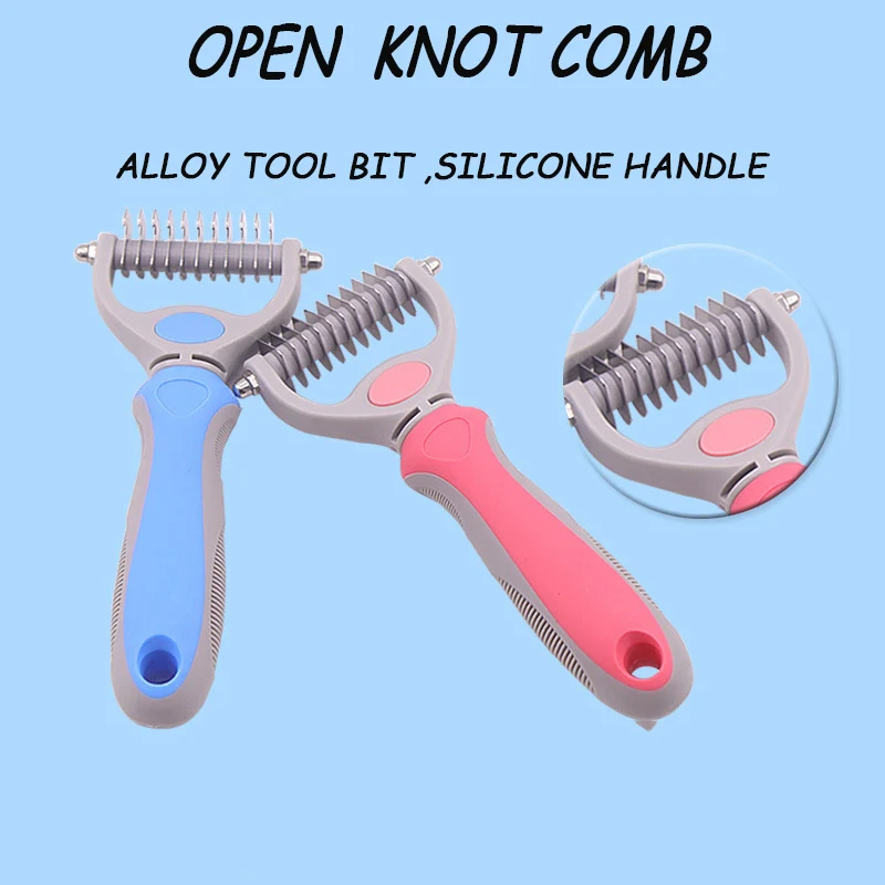 Двусторонняя расческа для кошек и собак из нержавеющей стали Расческа с открытым