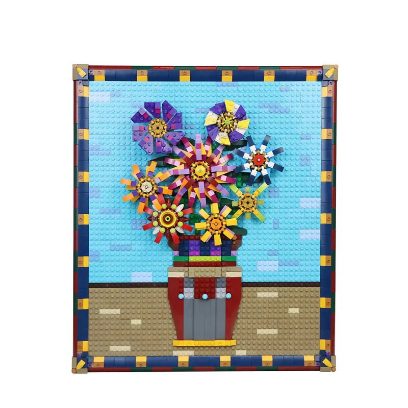 

MOC Romantic Art Painting Sunflower Building Blocks Kit For Van Gogh Pixel Picture Bricks Family Ornaments Toy For Children Gift