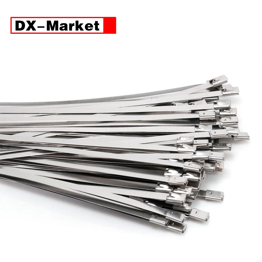 

10*300 Ball Self-locking Cable Ties 100 Pieces, 304 Stainless Steel 10mm Marine Steel Tie , C020
