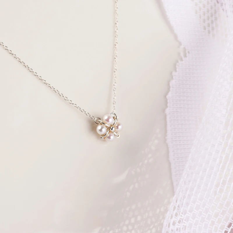 Женский чокер из серебра 925 пробы с натуральным пресноводным жемчугом|Ожерелья| |