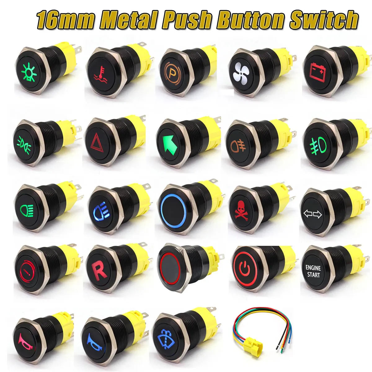 12/24V 16 мм светодиодный индикатор Предупреждение светильник лампа приборной