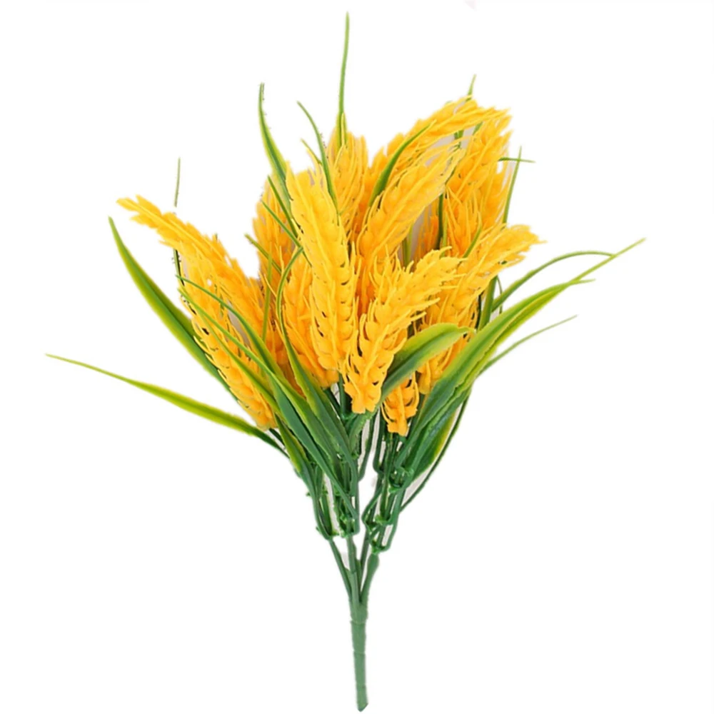 Artificial Plants Wheat Spike Flower Bouquet Wheat Straw Plastic Wheat Grain Home Garden Party Wedding Decoration Fake Bouquet