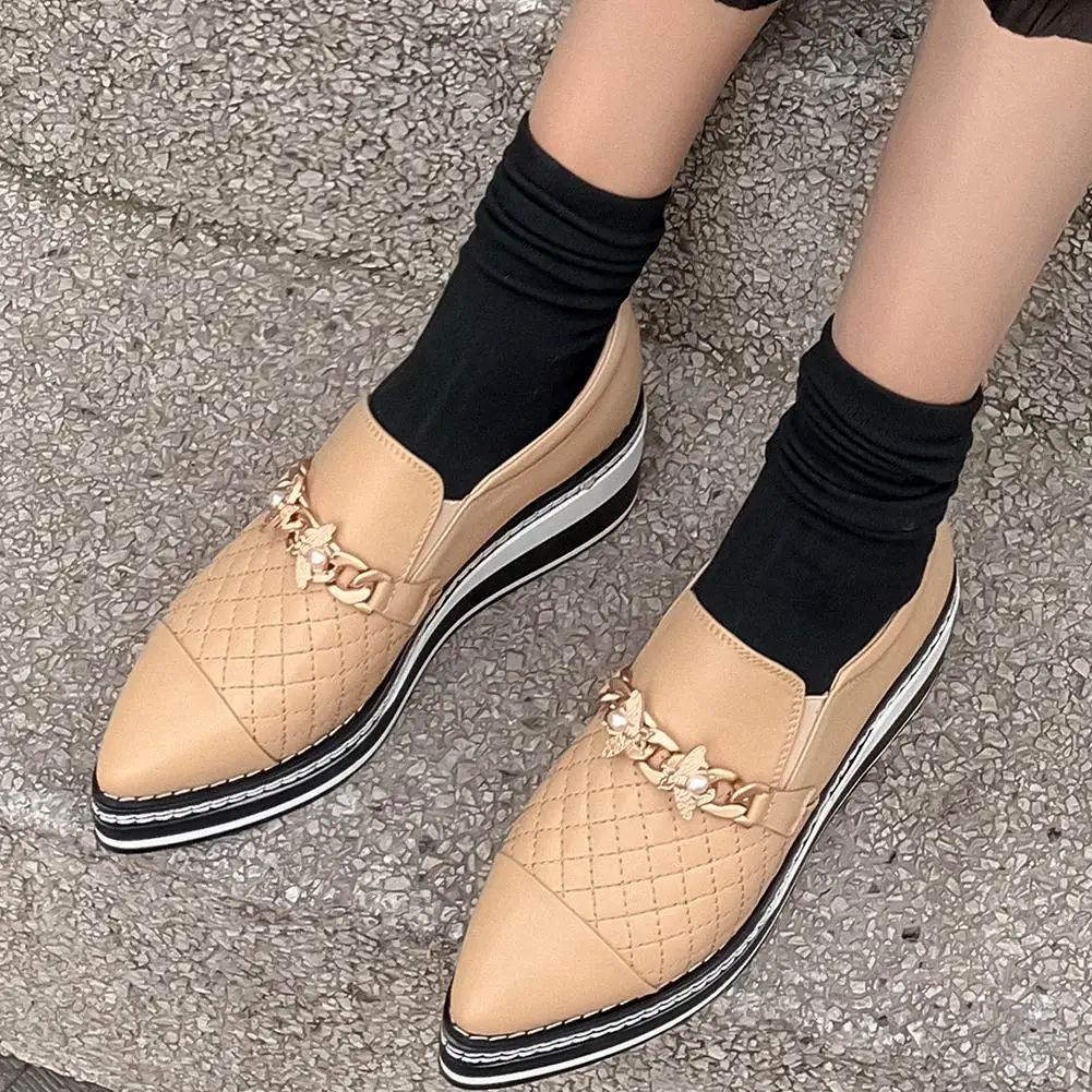 KARINLUNA Brand New Luxury Ladies Casual Flats Fashion Metal Decoration Spring Autumn Women Genuine Leather Shoes Woman | Обувь