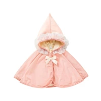 cute baby coat lace winter warm coat princess cape plush outerwear bow hoodies jackets wraps shawl baby girls cape toddler cloak