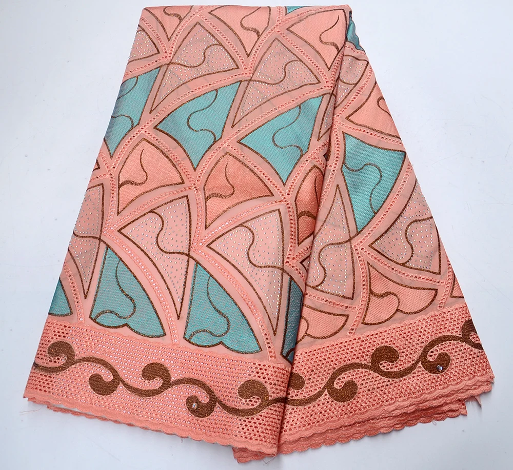 Последние 2019 африканская персиковая хлопчатобумажная швейцарская вуаль