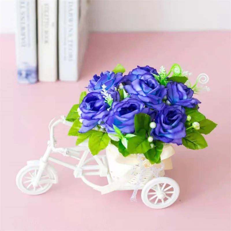 Ротанговый цветок корзина-ваза трехколесный велосипед модель домашний сад