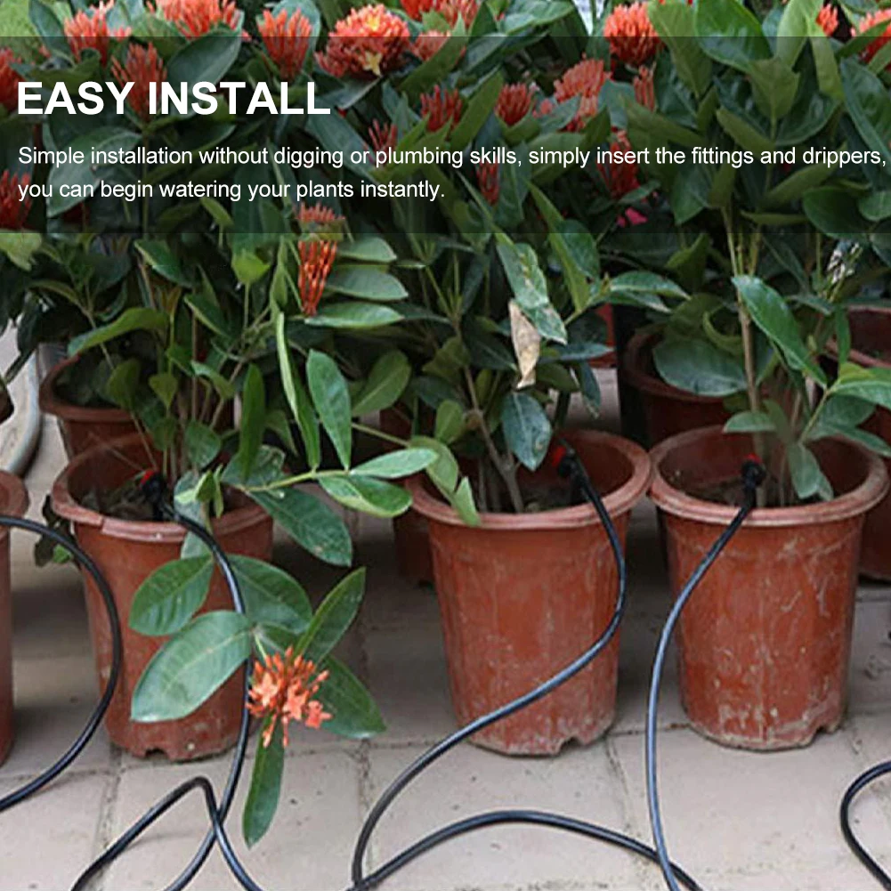 

Drip Irrigation Kit Plant Watering Mist Cooling Adjustable Nozzles Patio Lawn Flowers For Garden Outdoor With Distribution Hose