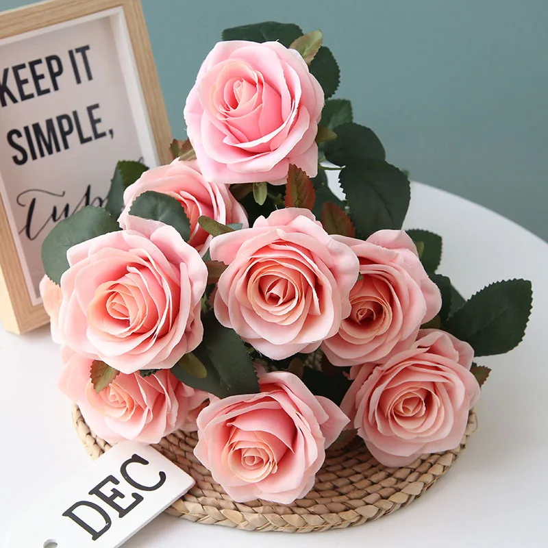 

Artificial Rose Bouquet Flower Branch With 8 Flower Heads