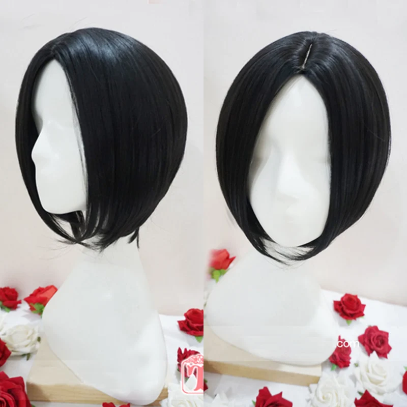 

Anime NANA Oosaki Nana Cosplay Wig Black Short Straight Central Parting Hairstyles Heat Resistant Synthetic Hair Wigs + Wig Cap