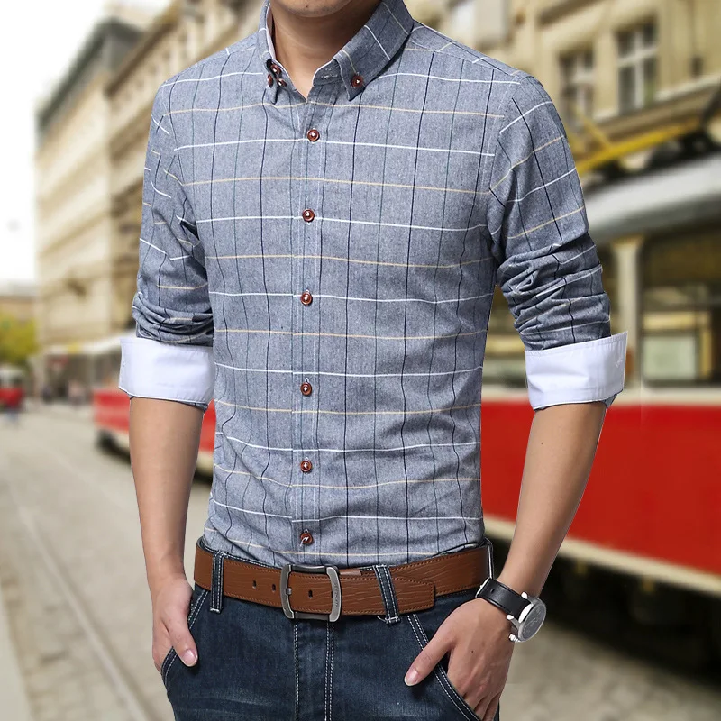 

Plaid Shirts Men Spring Long Sleeve Camisa Masculina Casual Shirt Slim Fit Men Dress Shirt Camisa Hombre Plus Size
