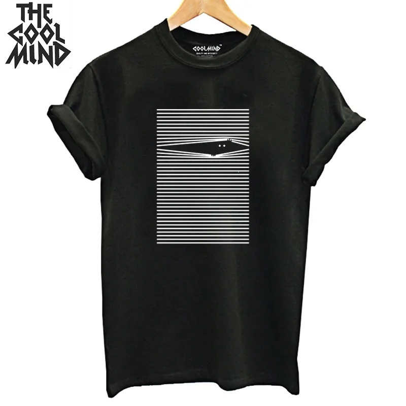 COOLMIND 100% Хлопковая женская футболка с коротким рукавом крутая летняя свободная