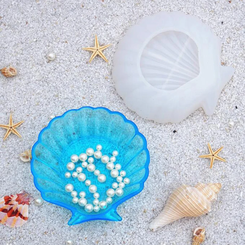 

1pc Shell Shape Creative Design Jewelry Storage Scallop Glue Tray Mold Silicone Mold Clay Mould