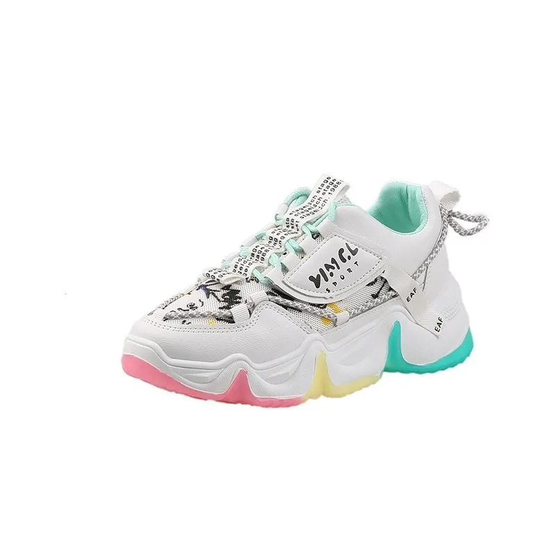 

Кроссовки женские LLOGAI, на шнуровке, с радужной подошвой, вулканизированные, 2021