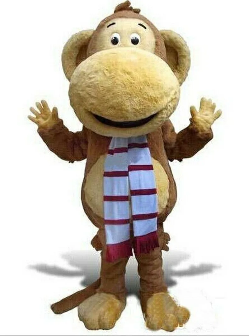 Костюмы талисмана обезьяны на Хэллоуин плюшевый костюм пушистый для