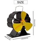 Бесшумный вентилятор для камина с 3 лопастями, мощный тепловой вентилятор для дровяной горелки, эффективное распределение тепла, домашний тепловой вентилятор