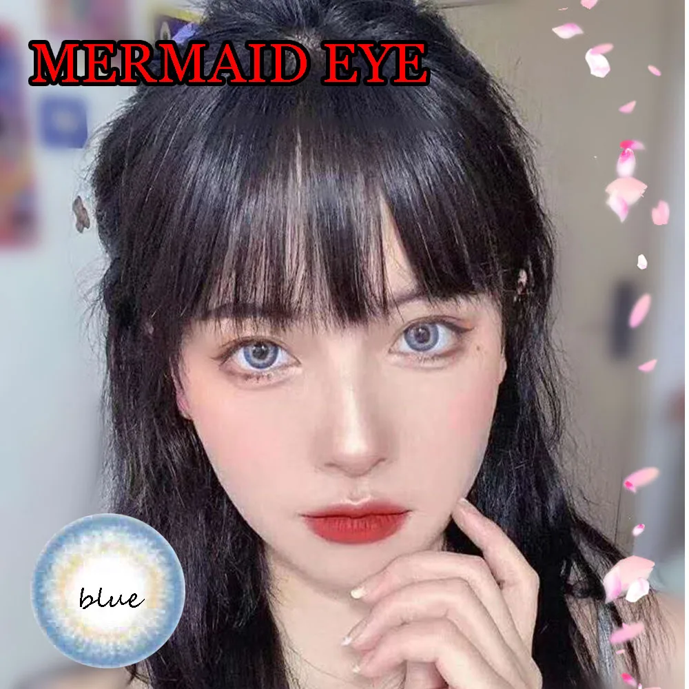 

Color Contact Lens Women Men Soft Eyewear with Prescription Contact Lenses Mermaid Eye Blue Wholesale