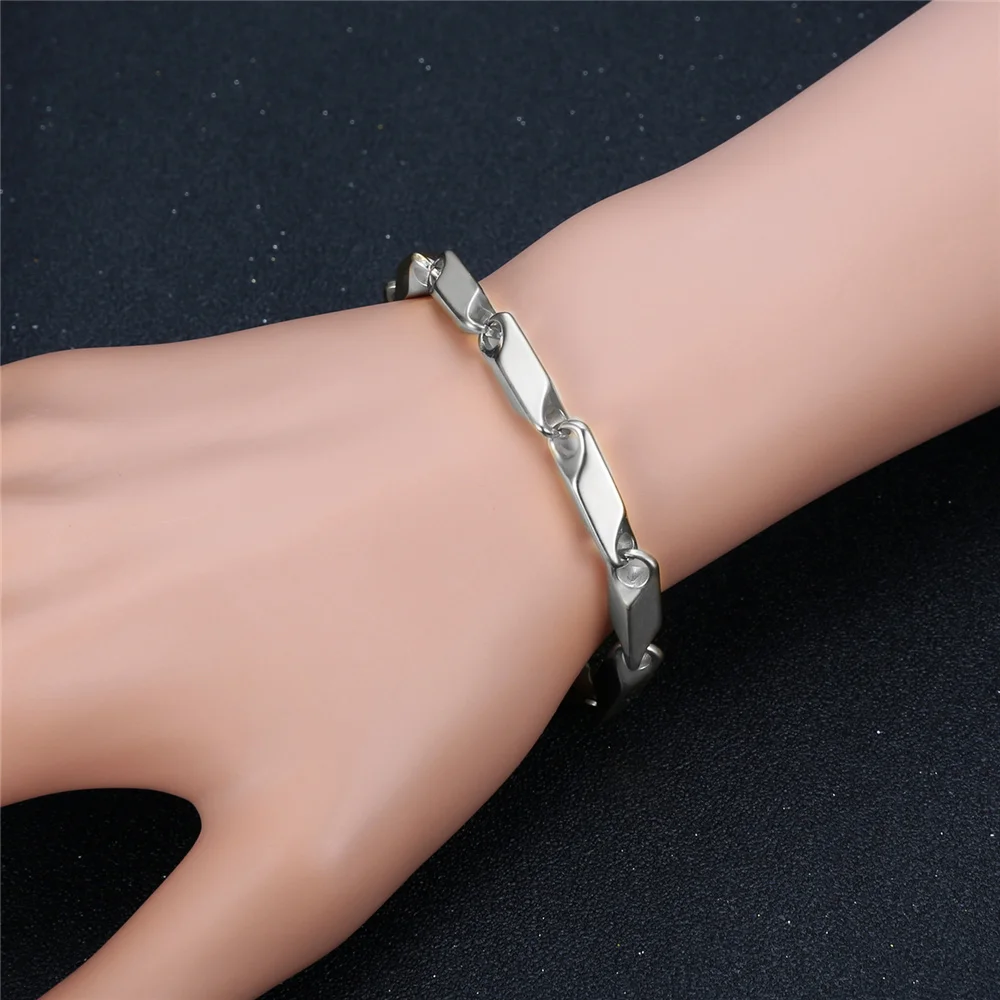 

Trendy Chain Men Bracelet Hiphop Stainless Steel 3/5mm Width Irregular Geometry Chain Bracelet For Men Women Jewelry Braslet