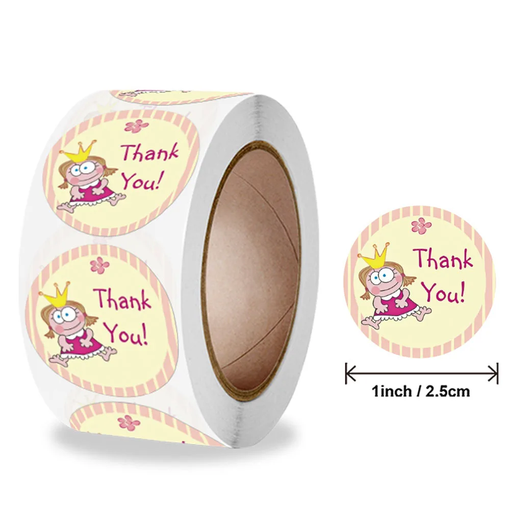 

50-500Pcs Cartoon Thank You Stickers Seal Labels Pink Cute Stickers for Envelope Seal Labels Scrapbooking Stationery Stickers
