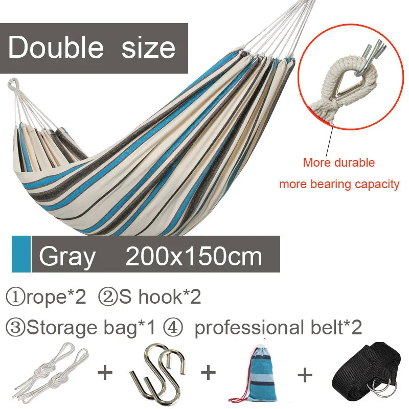 Повседневные холщовые гамаки на 2 человек подвесная койка в полоску для кемпинга