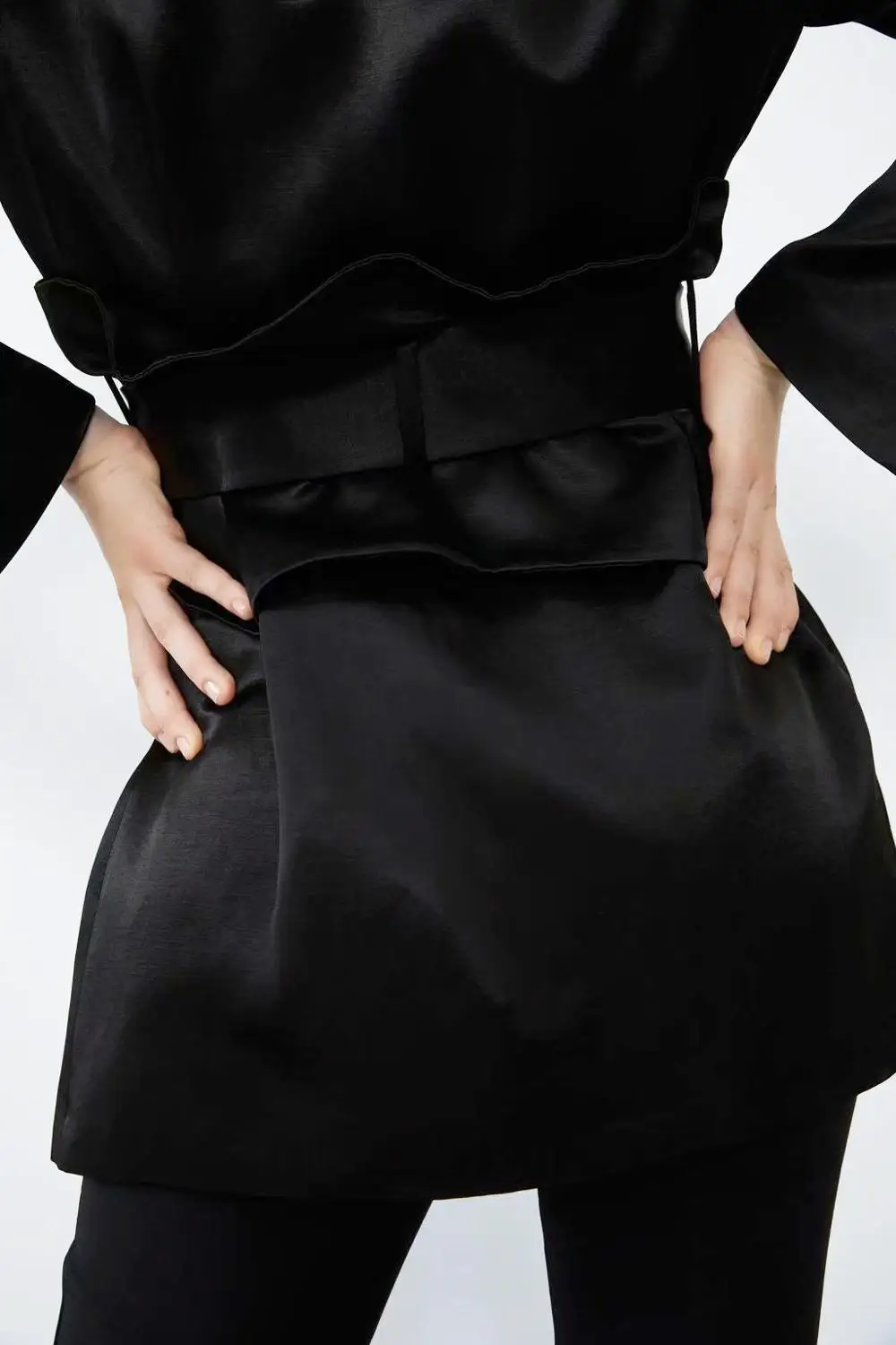 Star firefly solid color one buckle belt satin suit female silk satin texture casual suit elegant office business women