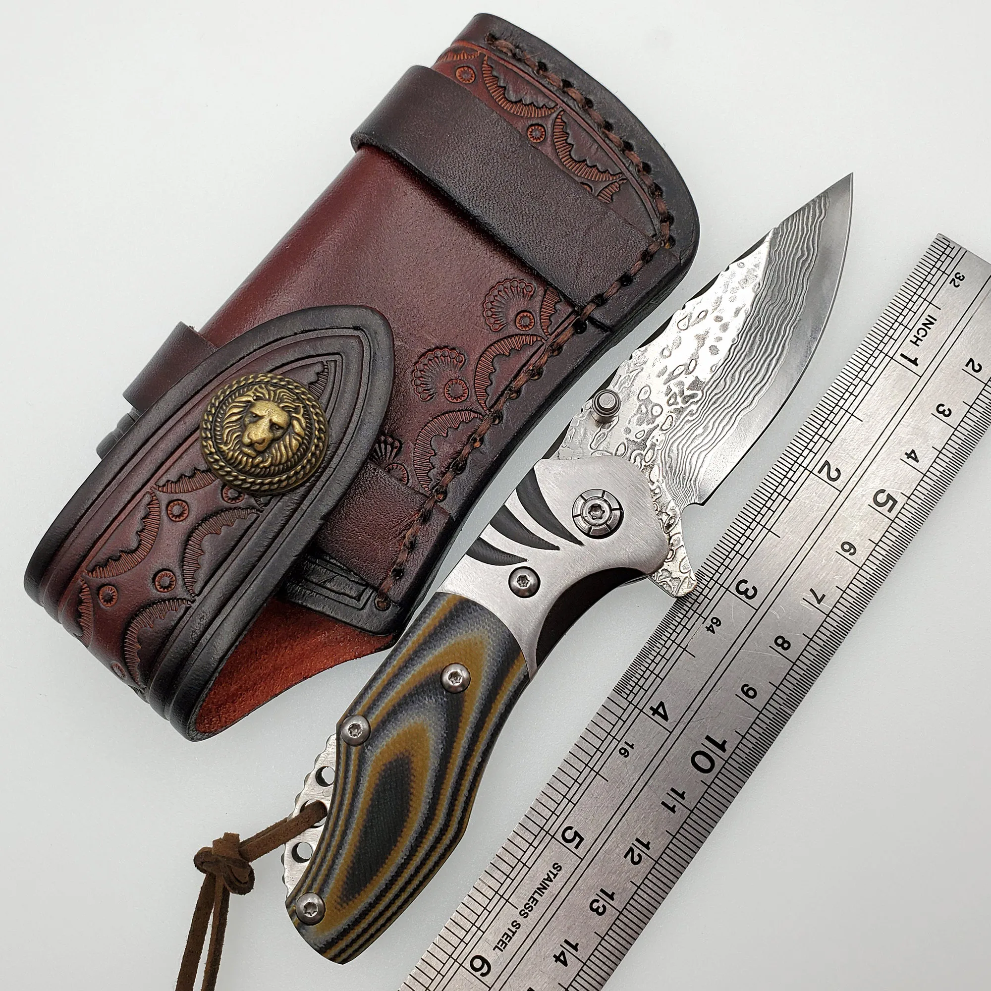 Карманный складной нож JSSQ VG10 дамасское лезвие ручка из стали G10 боевые уличные