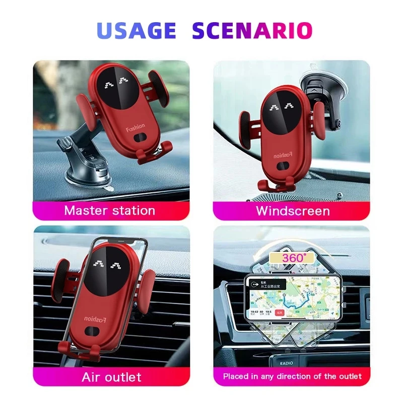 wireless charger car phone holder qi induction smart sensor fast charging stand mount for samsung s20 note 20 iphone 13 12 10w free global shipping