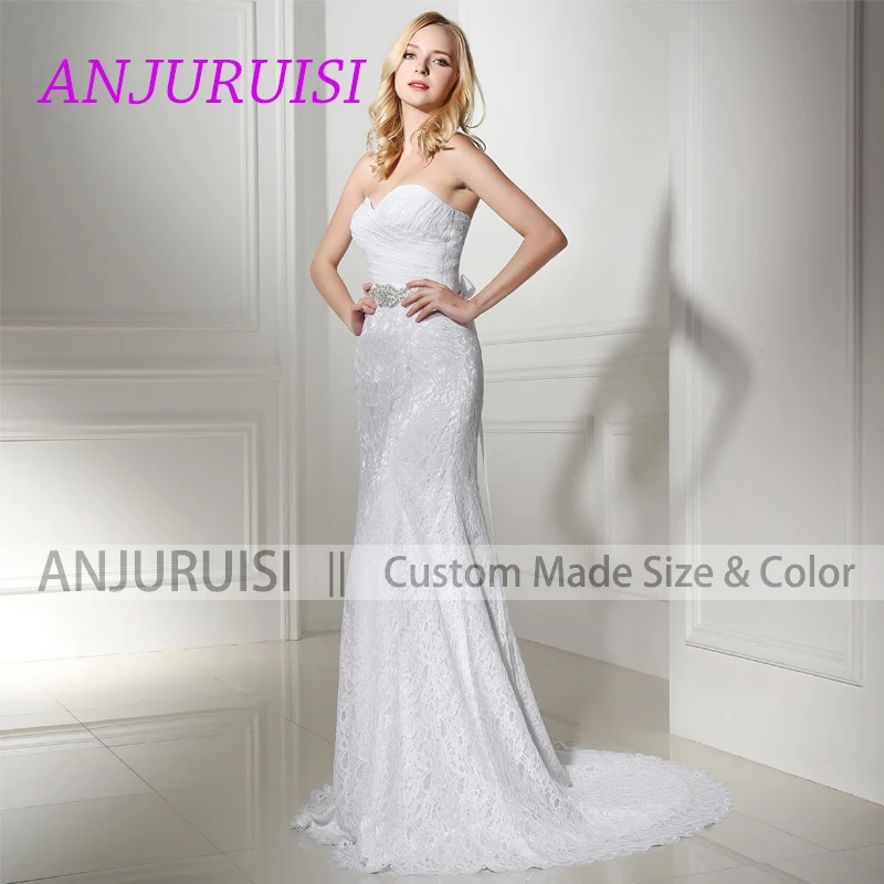 Элегантные белые кружевные свадебные платья ANJURUISI русалки 2019 винтажные Дешевые