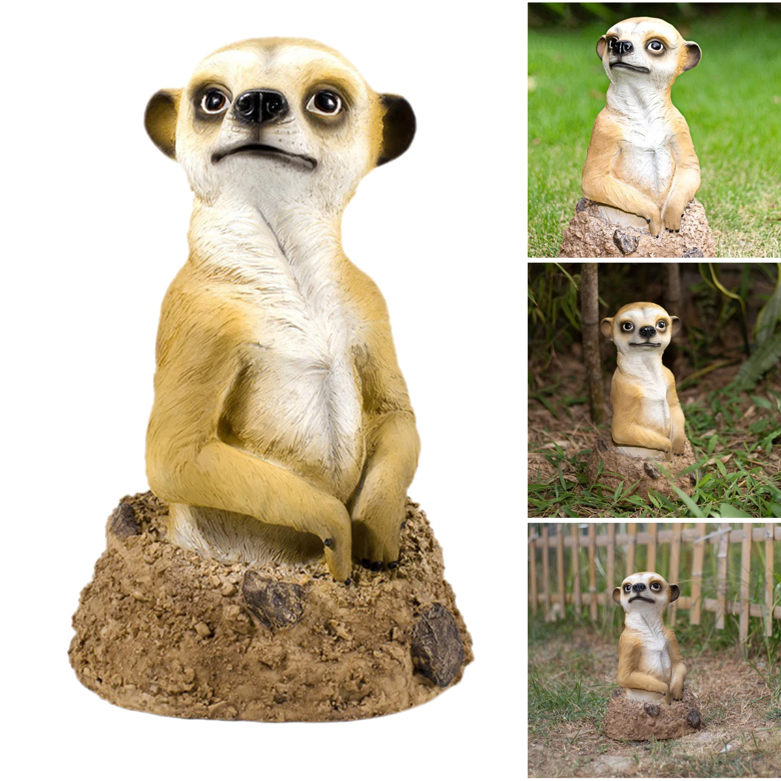 

Cute Meerkat Garden Statue - Mongoose Figure Animal Outdoor Ornament Figurine for Balcony Patio Lawn Yard Decoration