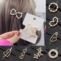 new lady hairpin elegant and lovely pentacle heart pearl alloy accessories party gift wedding bridal hair button